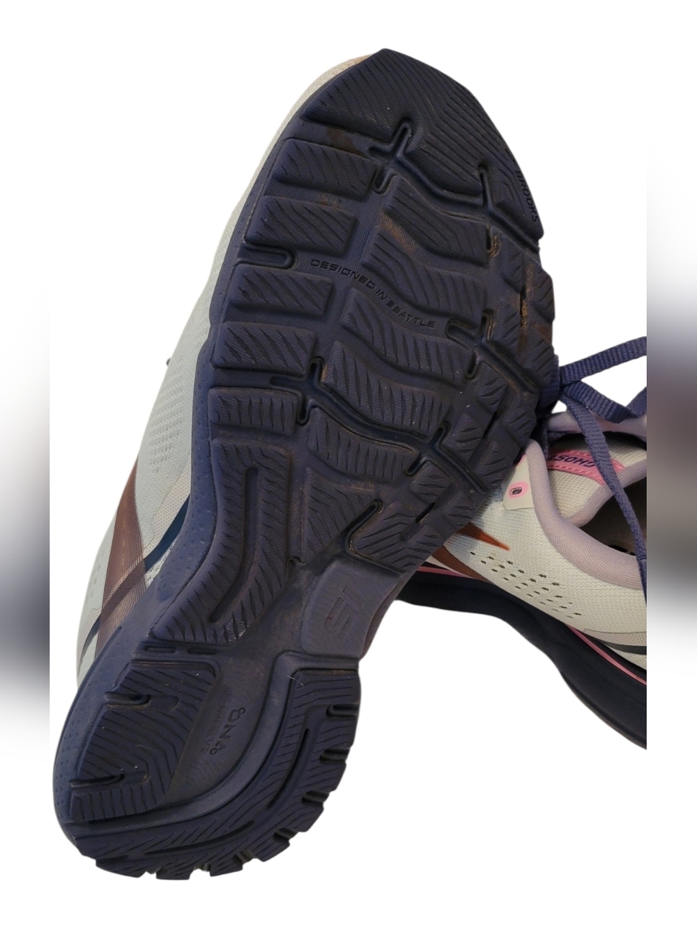 Brooks Ghost 15 Running Shoes Women’s Size 7 Wide D Cream Purple Pink Athletic - Picture 8 of 12